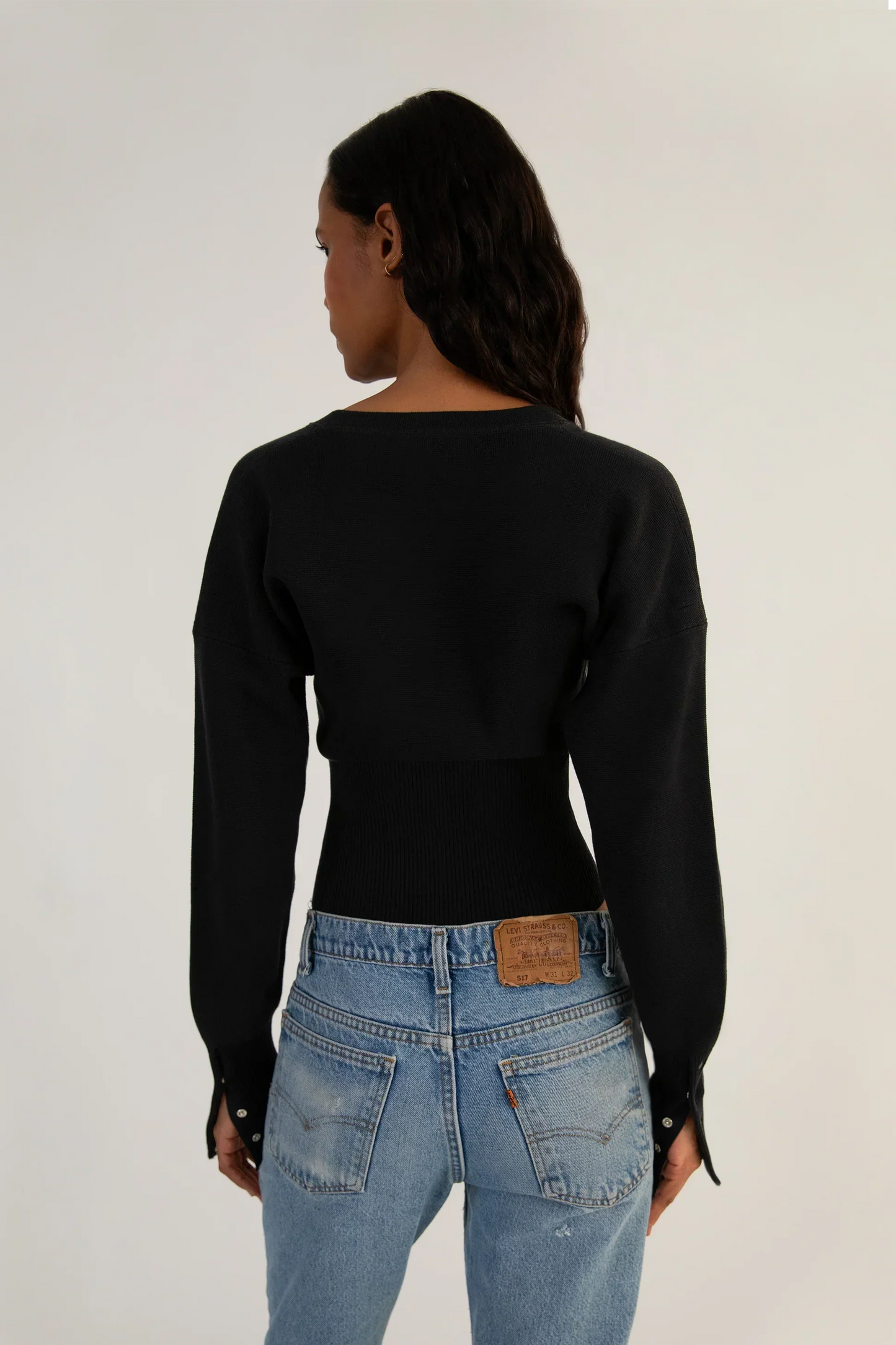 Women’s Fitted Button-Up Cardigan | Long Sleeve Cropped Knit Top