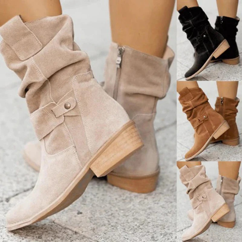 Stylish Slouch Ankle Boots with Low Heel