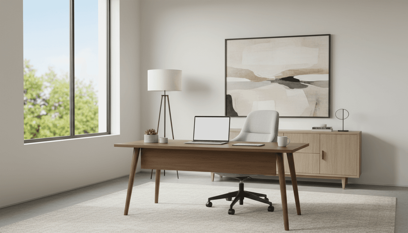 Professional workspace with clean design and neutral tones