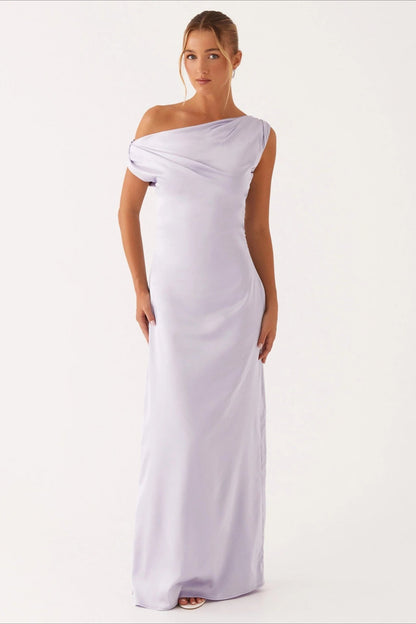 Asymmetric One-Shoulder High-Waist Maxi Dress