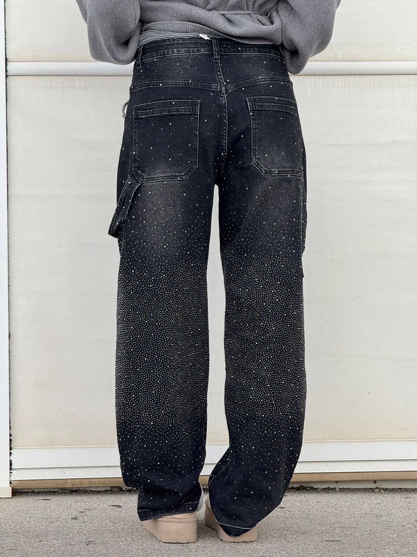 Sparkle Straight-Leg High Waist Jeans