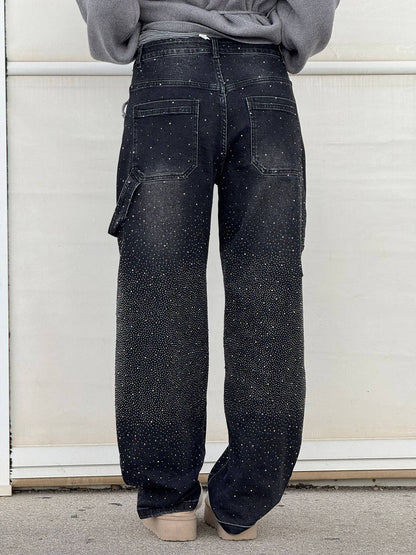 Sparkle Straight-Leg High Waist Jeans