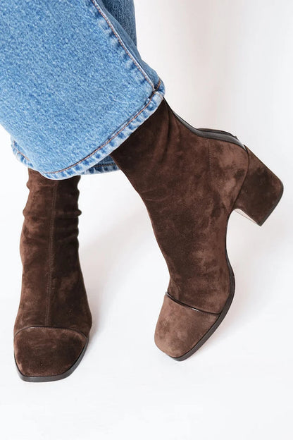 Soft Suede Block Heel Ankle Boots
