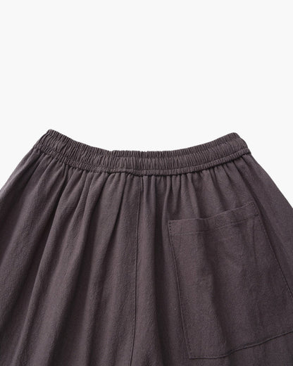 Linen Shorts with Elastic Waist and Drawstring