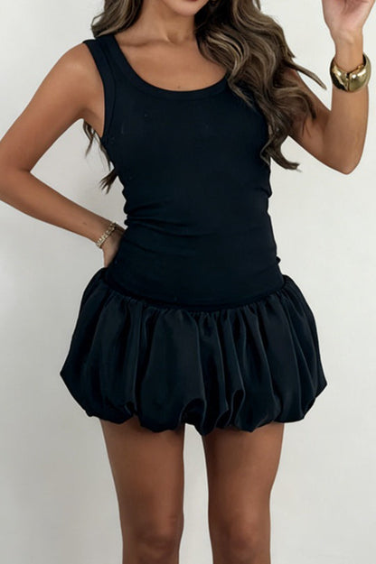 Solid Bubble Hem Mini Skirt for Women