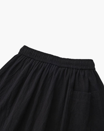 Linen Shorts with Elastic Waist and Drawstring