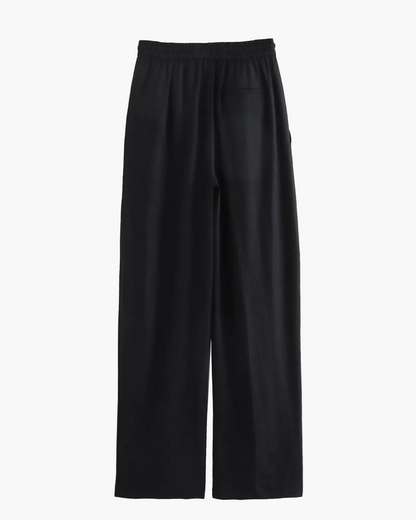 High Waist Linen Straight-Leg Trousers