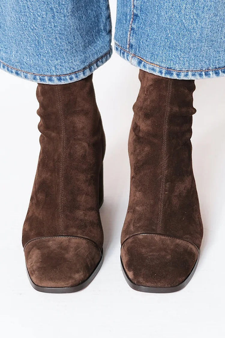 Soft Suede Block Heel Ankle Boots