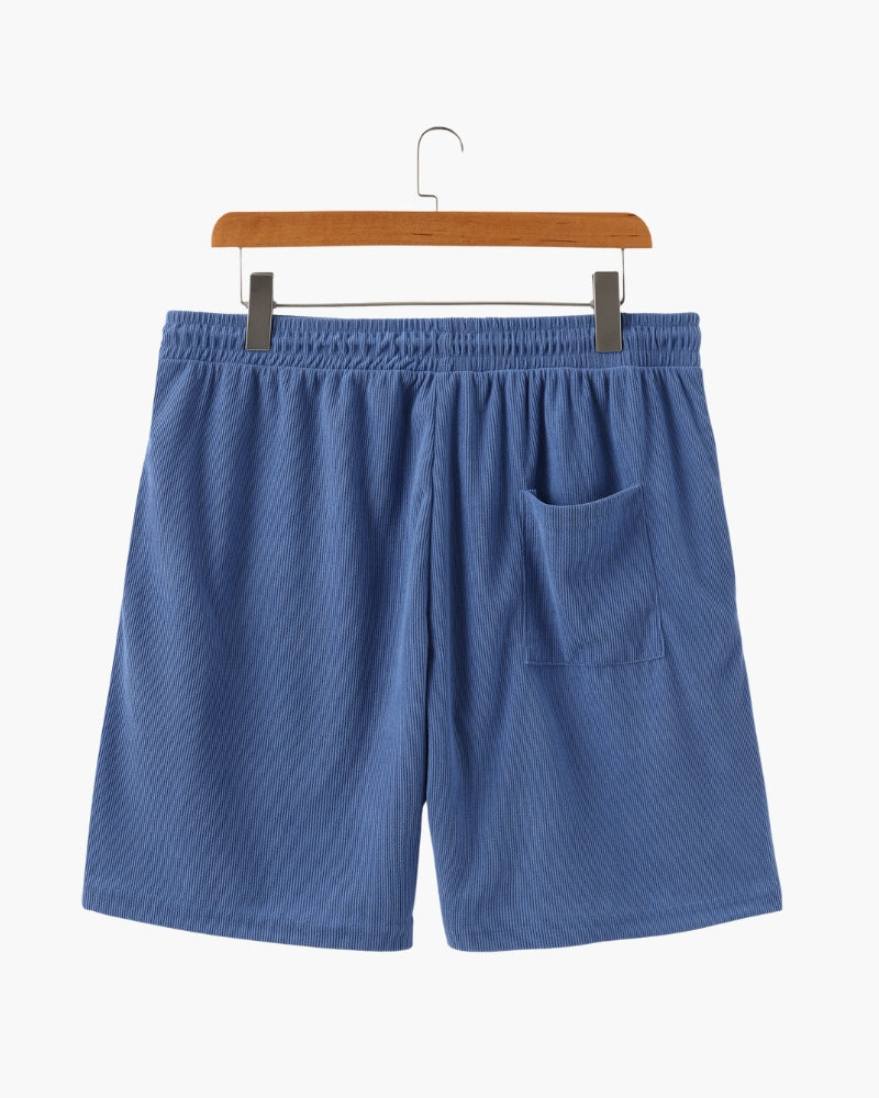 Ribbed Shorts with Elastic Waist and Drawstring