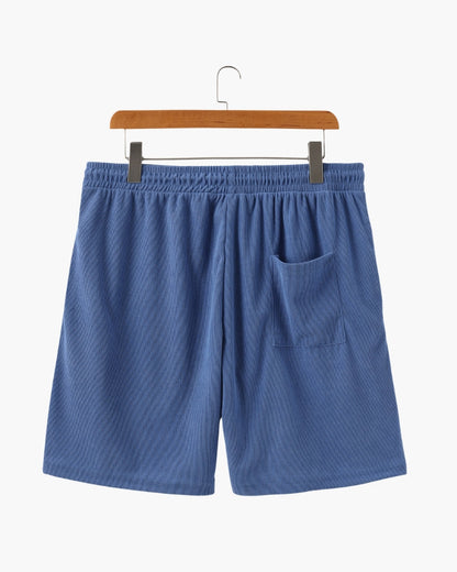 Ribbed Shorts with Elastic Waist and Drawstring