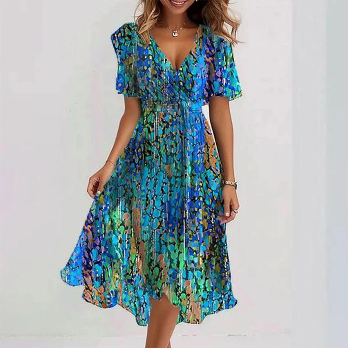 Floral Chiffon Midi Dress – Lightweight Summer Elegance