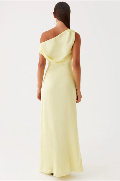 Asymmetric One-Shoulder High-Waist Maxi Dress