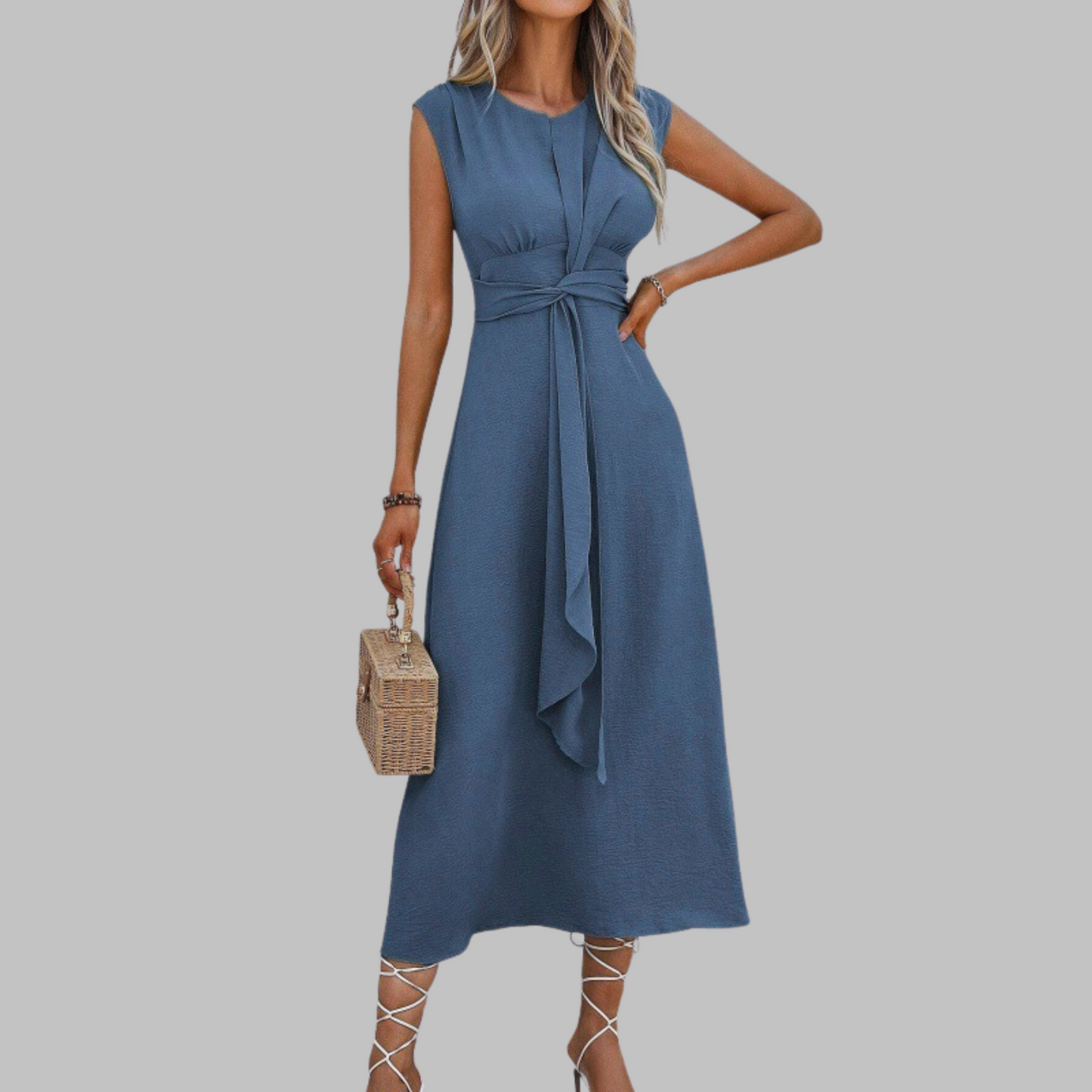 Elegant Sleeveless Round Neck Maxi Dress