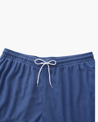 Ribbed Shorts with Elastic Waist and Drawstring