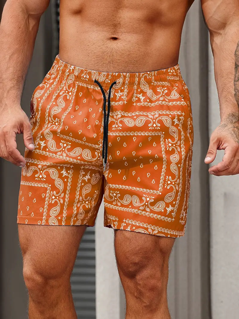 Men's Paisley Drawstring Swim Shorts