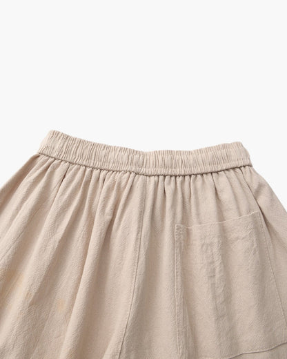 Linen Shorts with Elastic Waist and Drawstring