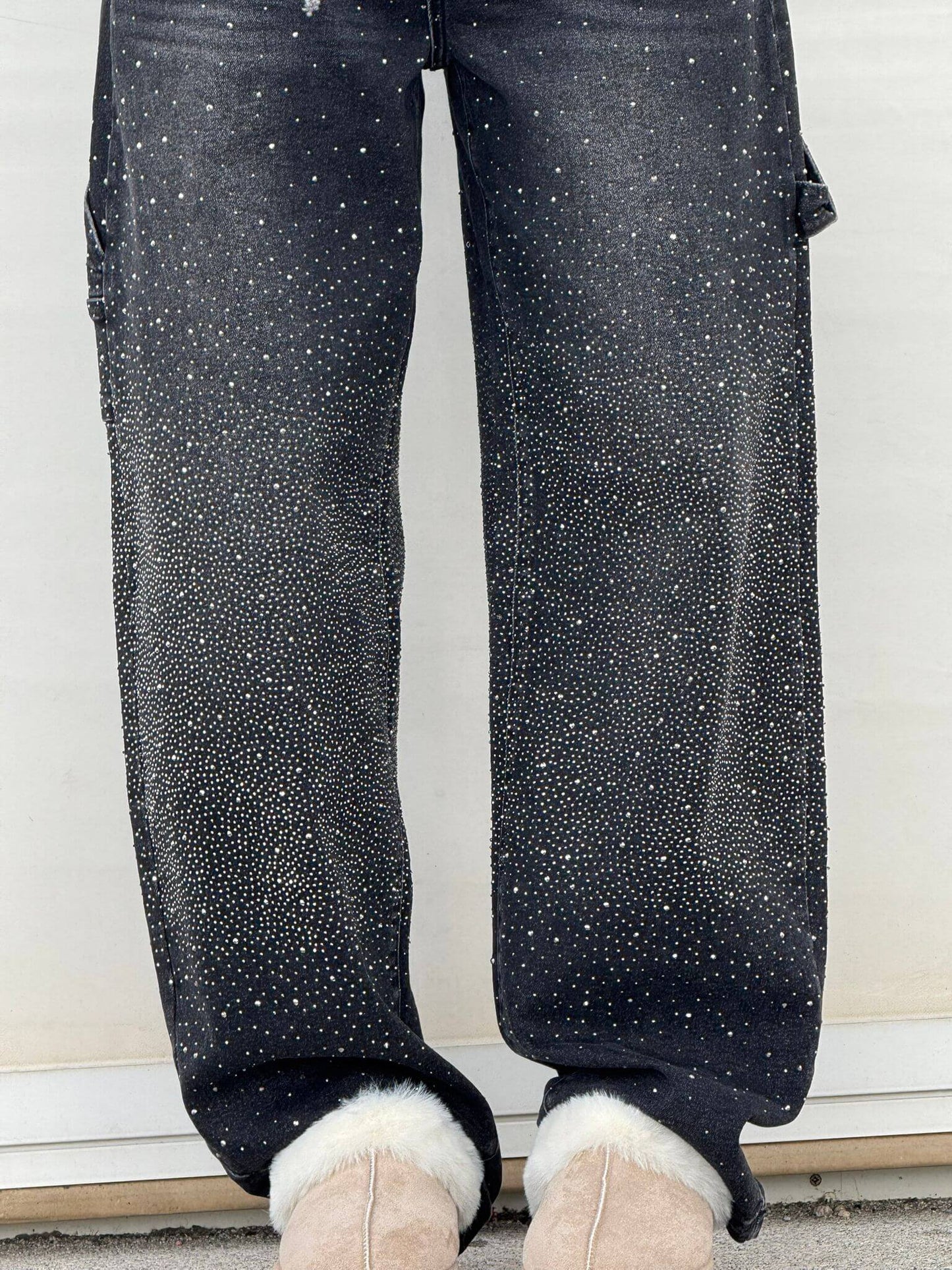 Sparkle Straight-Leg High Waist Jeans