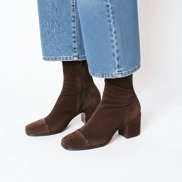 Soft Suede Block Heel Ankle Boots
