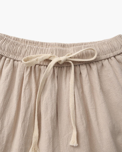 Linen Shorts with Elastic Waist and Drawstring