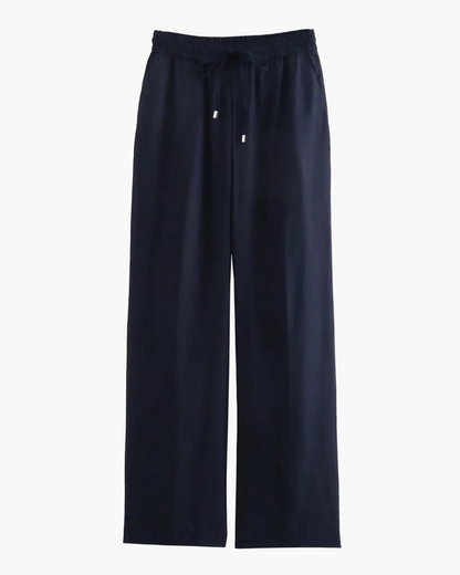 High Waist Linen Straight-Leg Trousers