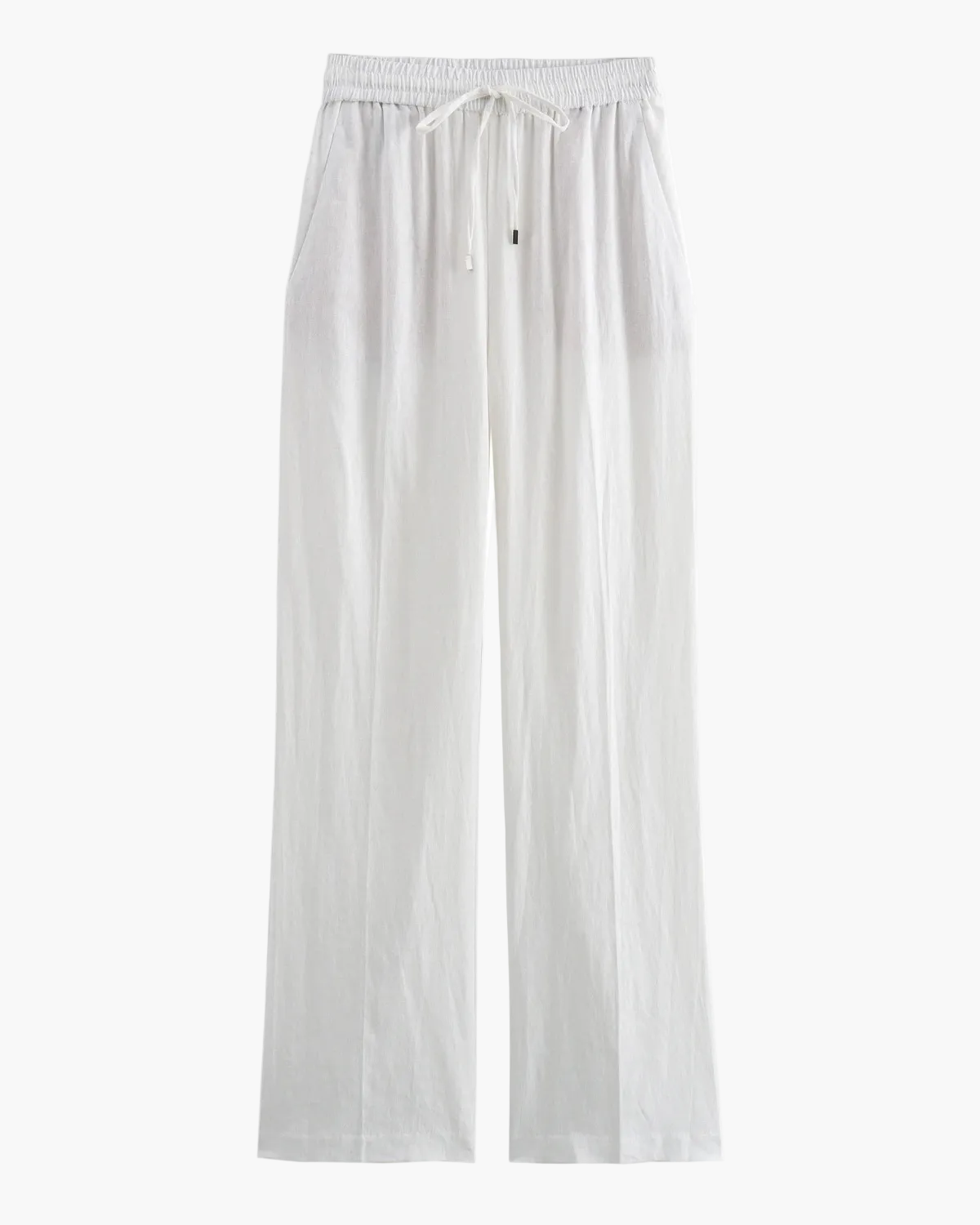 High Waist Linen Straight-Leg Trousers