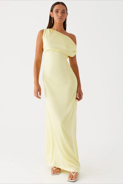 Asymmetric One-Shoulder High-Waist Maxi Dress