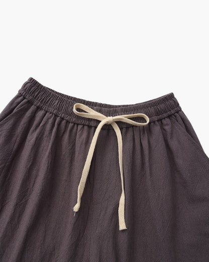 Linen Shorts with Elastic Waist and Drawstring