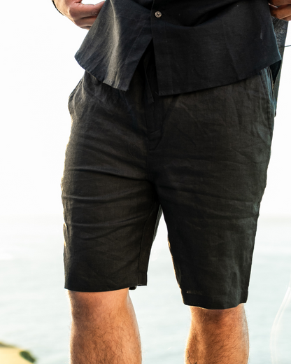 Linen Shorts with Zip Fastening