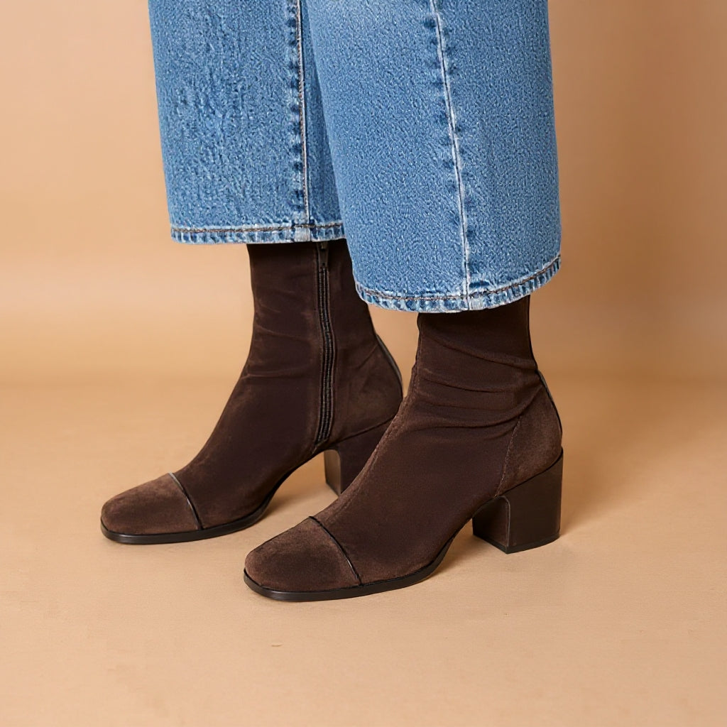 Soft Suede Block Heel Ankle Boots