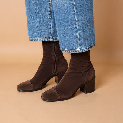 Soft Suede Block Heel Ankle Boots