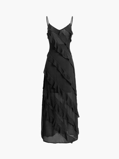 Elegant Ruffled Long Dress for Special Occasions