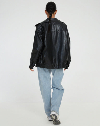 Women’s Oversized Leather Bomber Jacket
