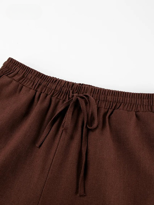 Relaxed Linen Vacation Set with Wide-Leg Trousers