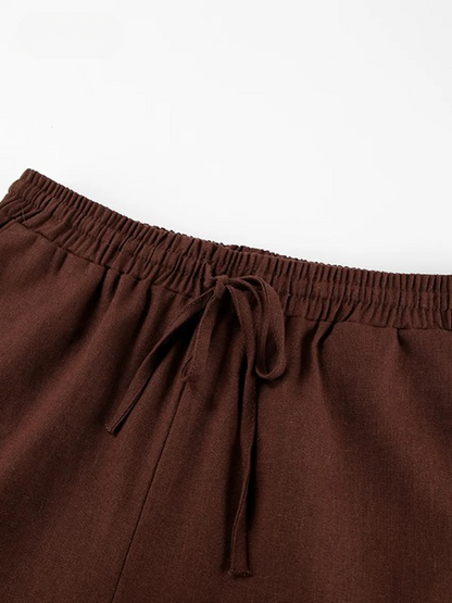 Relaxed Linen Vacation Set with Wide-Leg Trousers