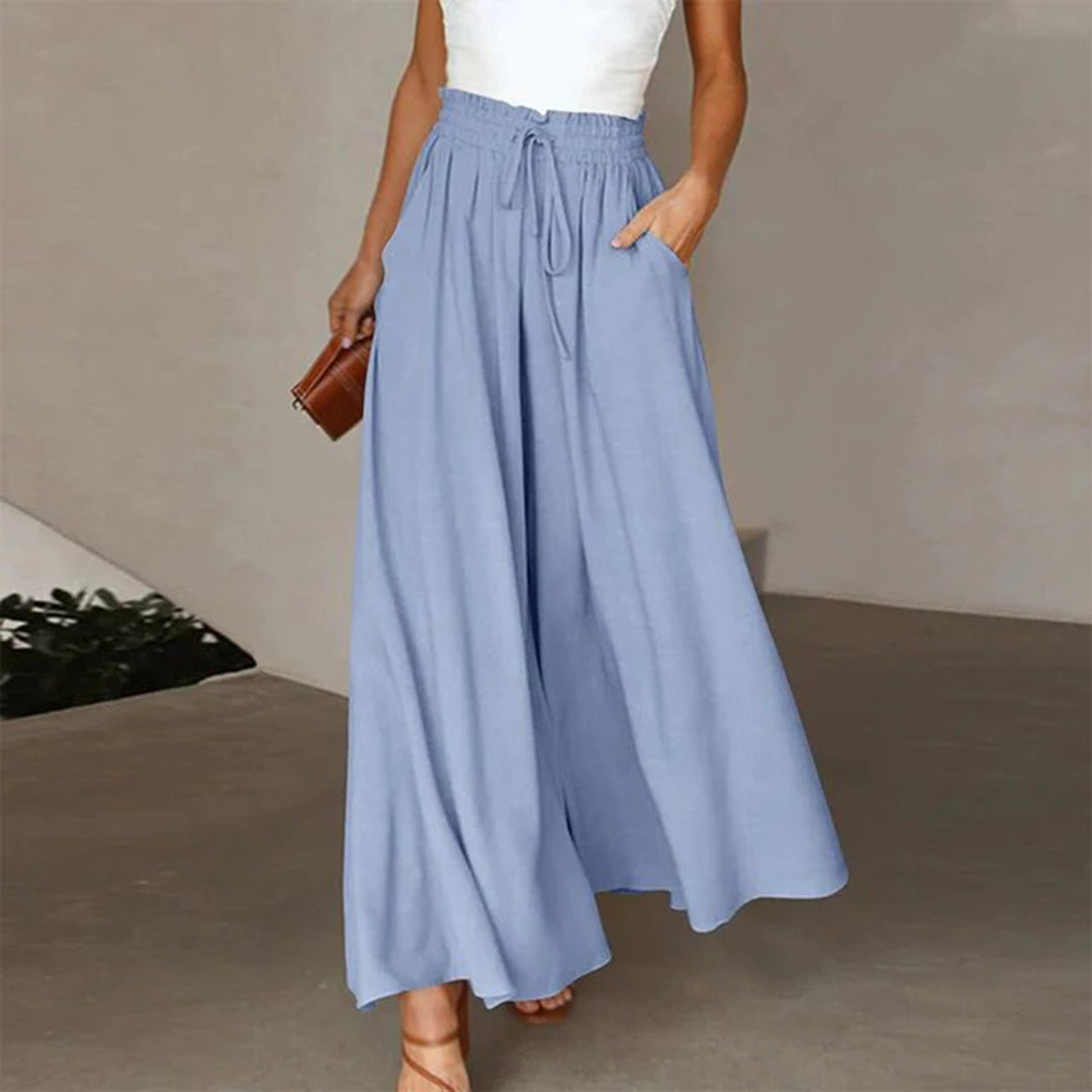 High-Waist Elastic Trousers with Drawstring