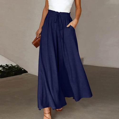 High-Waist Elastic Trousers with Drawstring