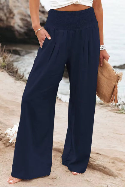 Lightweight Wide Leg Linen Trousers