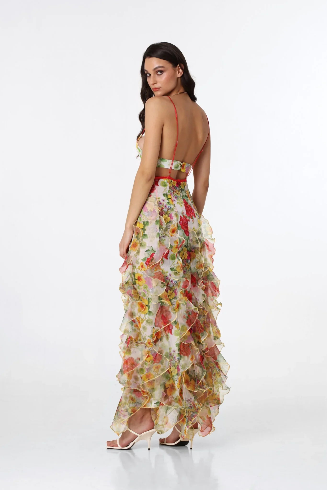 Colourful Floral Spaghetti Strap Maxi Dress