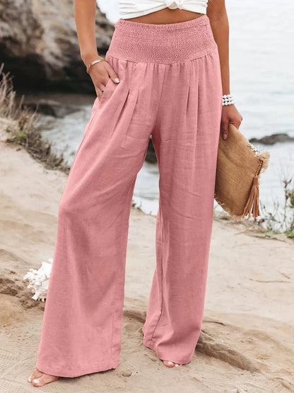 Lightweight Wide Leg Linen Trousers