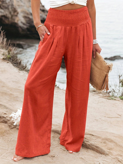 Lightweight Wide Leg Linen Trousers