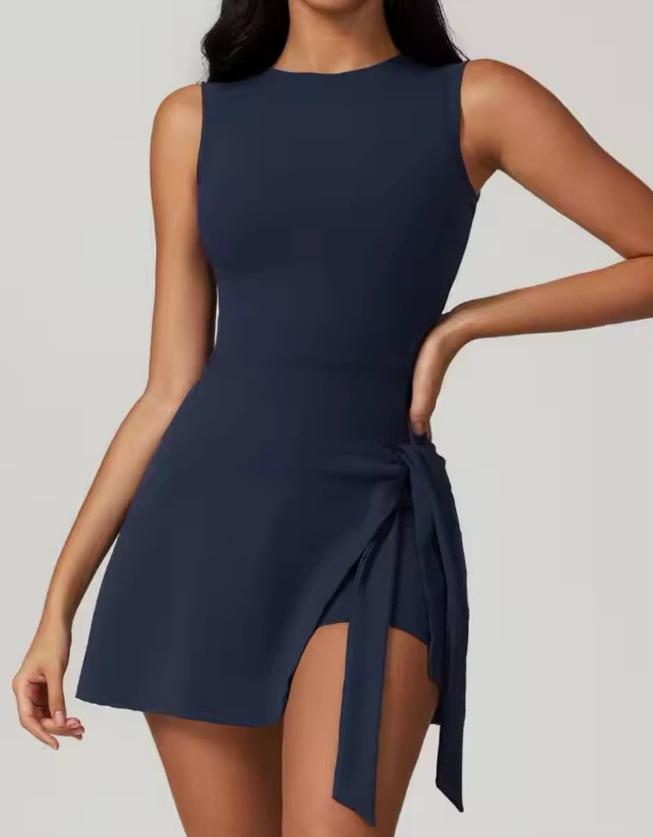 Sleeveless Stretch Romper with Waistband Detail
