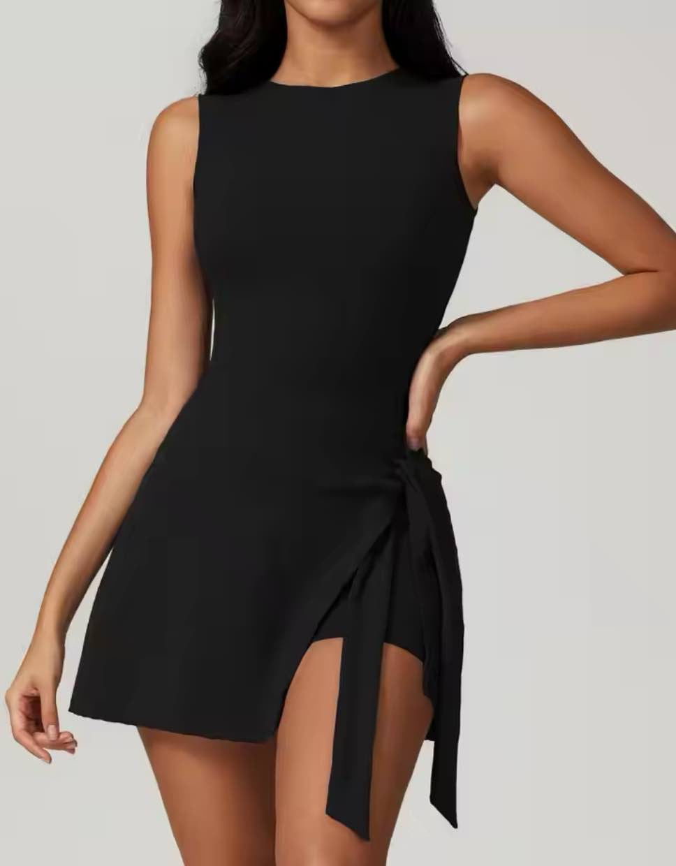 Sleeveless Stretch Romper with Waistband Detail