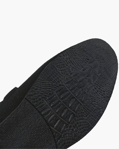 Suede Loafer with Gold Metal Detail