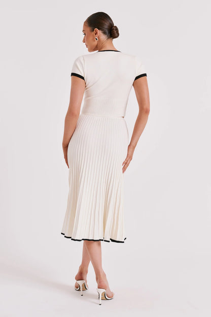 Contrast-Trim Ribbed Knit Two-Piece Set
