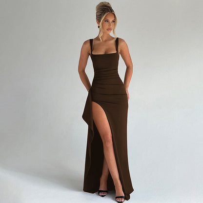 Elegant Open-Back Slip Maxi Dress
