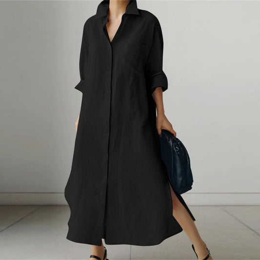 Oversized Cotton Shirt Dress – Effortless & Breathable