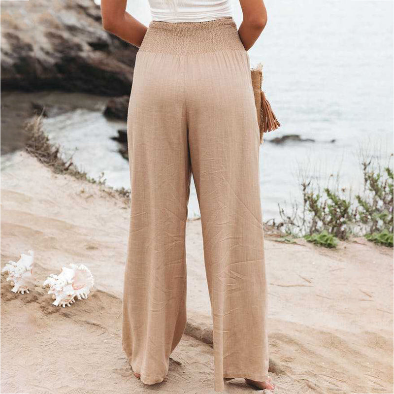 Lightweight Wide Leg Linen Trousers