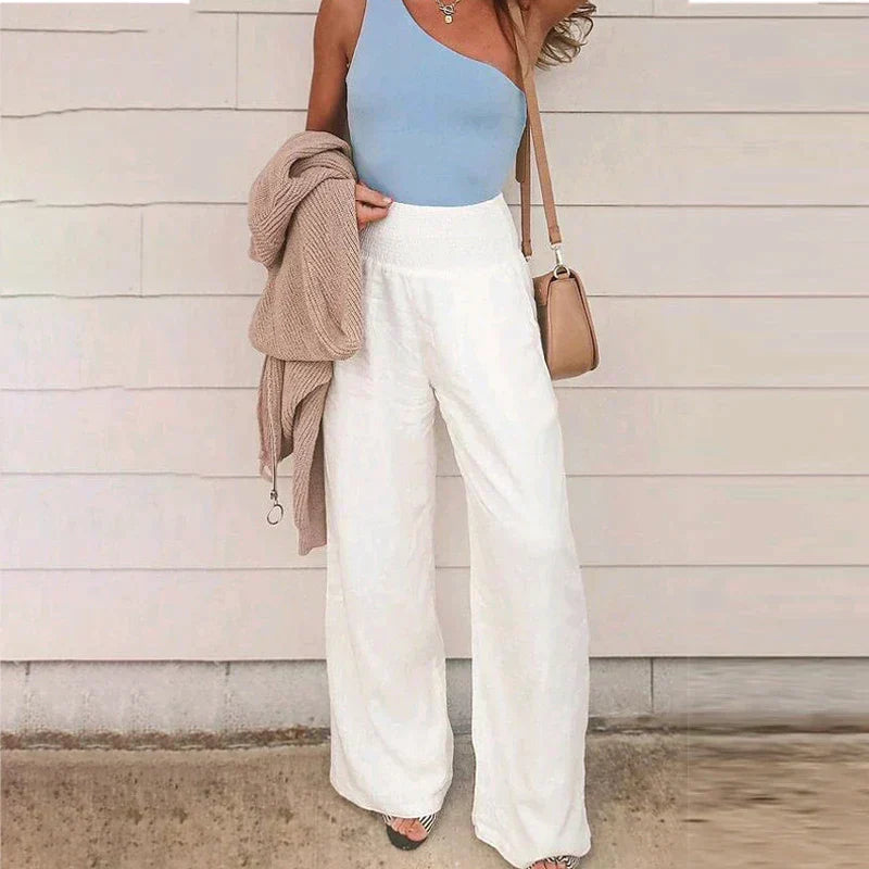 Lightweight Wide Leg Linen Trousers