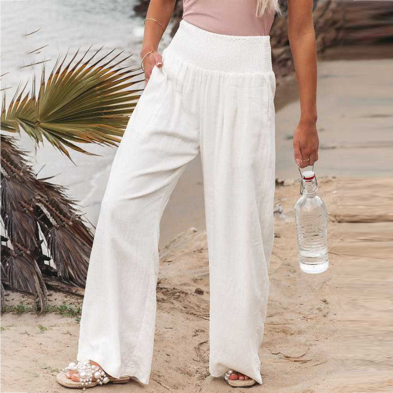 Lightweight Wide Leg Linen Trousers