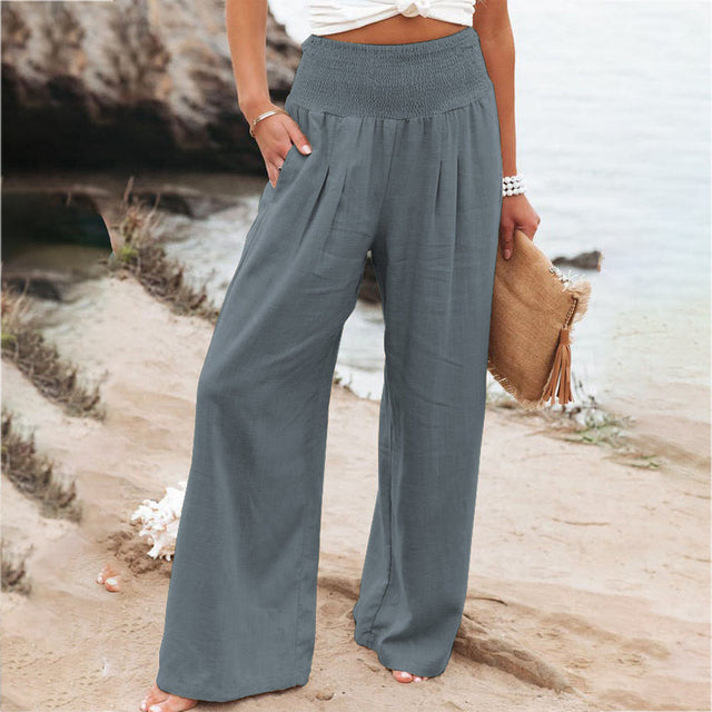 Lightweight Wide Leg Linen Trousers